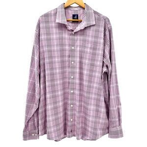 johnnie-O Lure PREP-Formance Button‎ Up Shirt Mulberry Plaid Men's Size 2XL